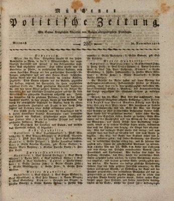 Münchener politische Zeitung (Süddeutsche Presse) Mittwoch 30. November 1814