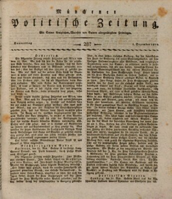 Münchener politische Zeitung (Süddeutsche Presse) Donnerstag 1. Dezember 1814