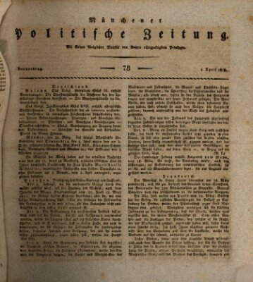 Münchener politische Zeitung (Süddeutsche Presse) Donnerstag 2. April 1818