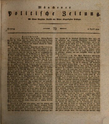 Münchener politische Zeitung (Süddeutsche Presse) Freitag 3. April 1818
