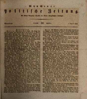 Münchener politische Zeitung (Süddeutsche Presse) Samstag 4. April 1818
