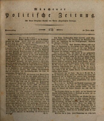 Münchener politische Zeitung (Süddeutsche Presse) Donnerstag 30. Juli 1818