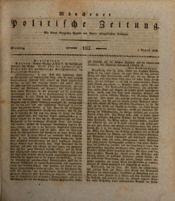 Münchener politische Zeitung (Süddeutsche Presse) Dienstag 4. August 1818