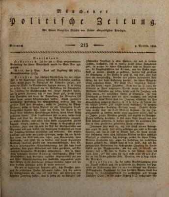 Münchener politische Zeitung (Süddeutsche Presse) Mittwoch 9. September 1818