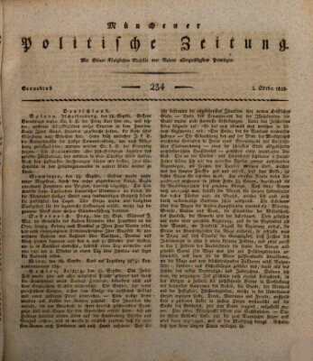 Münchener politische Zeitung (Süddeutsche Presse) Samstag 3. Oktober 1818
