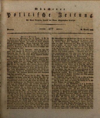 Münchener politische Zeitung (Süddeutsche Presse) Montag 23. November 1818