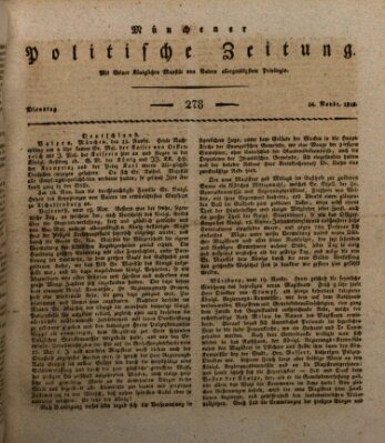 Münchener politische Zeitung (Süddeutsche Presse) Dienstag 24. November 1818