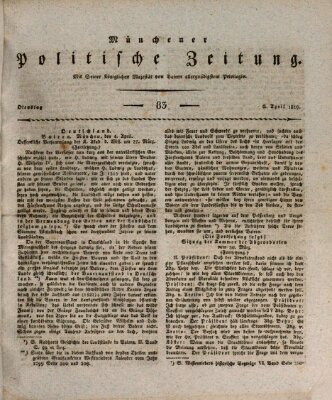 Münchener politische Zeitung (Süddeutsche Presse) Dienstag 6. April 1819