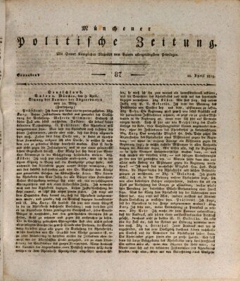 Münchener politische Zeitung (Süddeutsche Presse) Samstag 10. April 1819