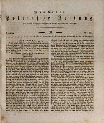 Münchener politische Zeitung (Süddeutsche Presse) Dienstag 13. April 1819