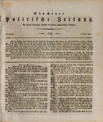 Münchener politische Zeitung (Süddeutsche Presse) Dienstag 1. Juni 1819
