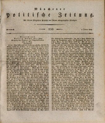 Münchener politische Zeitung (Süddeutsche Presse) Mittwoch 2. Juni 1819