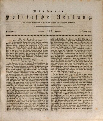Münchener politische Zeitung (Süddeutsche Presse) Donnerstag 17. Juni 1819