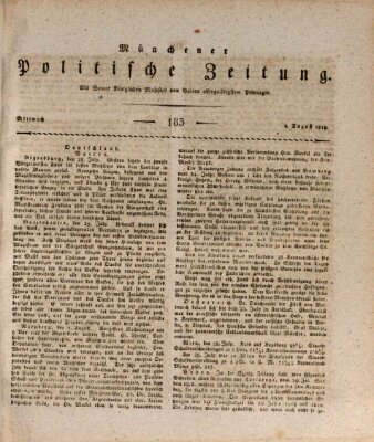 Münchener politische Zeitung (Süddeutsche Presse) Mittwoch 4. August 1819