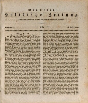 Münchener politische Zeitung (Süddeutsche Presse) Donnerstag 26. August 1819
