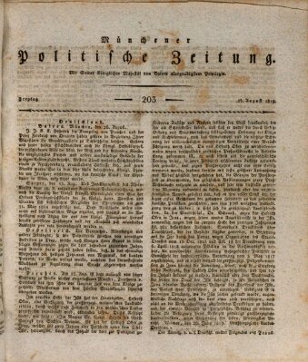 Münchener politische Zeitung (Süddeutsche Presse) Freitag 27. August 1819
