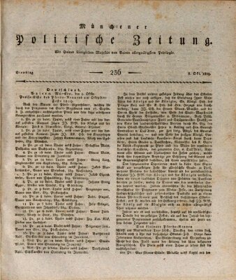 Münchener politische Zeitung (Süddeutsche Presse) Dienstag 5. Oktober 1819
