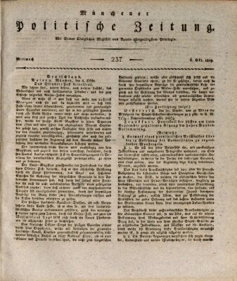 Münchener politische Zeitung (Süddeutsche Presse) Mittwoch 6. Oktober 1819