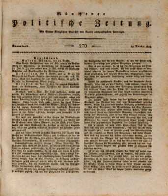 Münchener politische Zeitung (Süddeutsche Presse) Samstag 13. November 1819