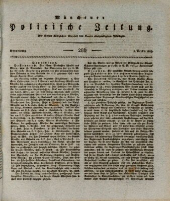 Münchener politische Zeitung (Süddeutsche Presse) Donnerstag 2. Dezember 1819