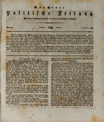 Münchener politische Zeitung (Süddeutsche Presse) Montag 6. Dezember 1819