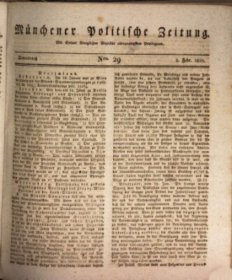 Münchener politische Zeitung (Süddeutsche Presse) Donnerstag 3. Februar 1820
