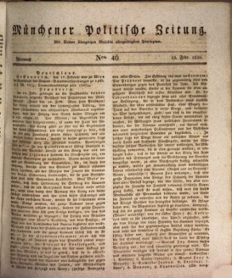 Münchener politische Zeitung (Süddeutsche Presse) Mittwoch 23. Februar 1820