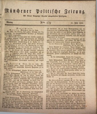 Münchener politische Zeitung (Süddeutsche Presse) Montag 31. Juli 1820