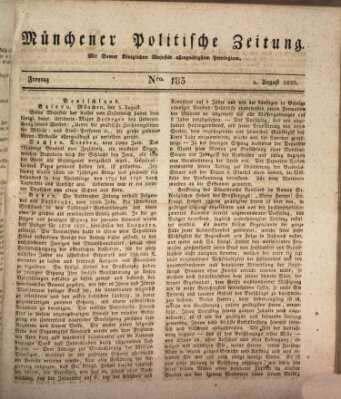 Münchener politische Zeitung (Süddeutsche Presse) Freitag 4. August 1820