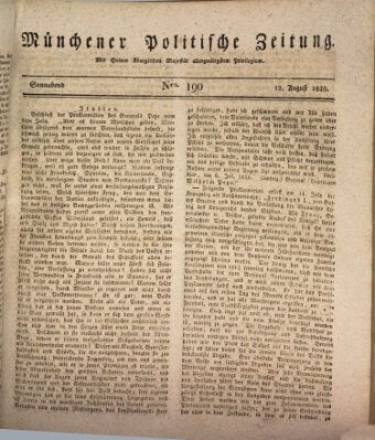 Münchener politische Zeitung (Süddeutsche Presse) Samstag 12. August 1820