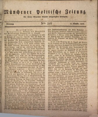 Münchener politische Zeitung (Süddeutsche Presse) Dienstag 12. September 1820