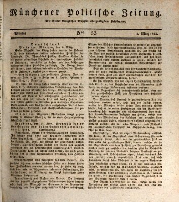 Münchener politische Zeitung (Süddeutsche Presse) Montag 3. März 1823