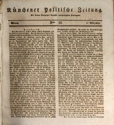 Münchener politische Zeitung (Süddeutsche Presse) Montag 17. März 1823
