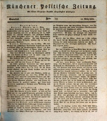 Münchener politische Zeitung (Süddeutsche Presse) Samstag 22. März 1823