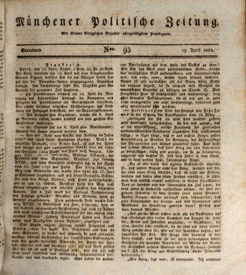 Münchener politische Zeitung (Süddeutsche Presse) Samstag 19. April 1823