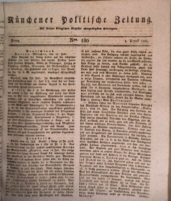 Münchener politische Zeitung (Süddeutsche Presse) Freitag 1. August 1823