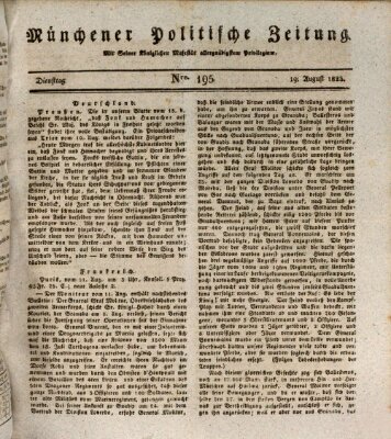 Münchener politische Zeitung (Süddeutsche Presse) Dienstag 19. August 1823
