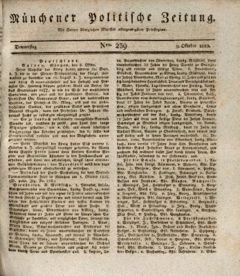 Münchener politische Zeitung (Süddeutsche Presse) Donnerstag 9. Oktober 1823