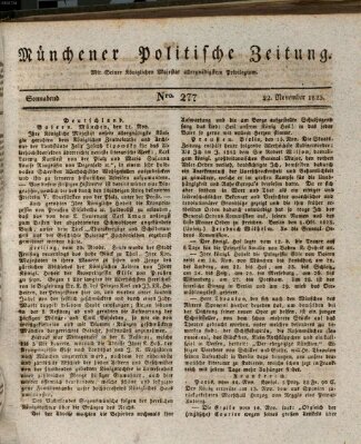 Münchener politische Zeitung (Süddeutsche Presse) Samstag 22. November 1823