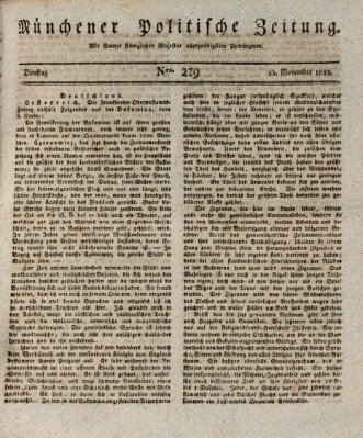 Münchener politische Zeitung (Süddeutsche Presse) Dienstag 25. November 1823