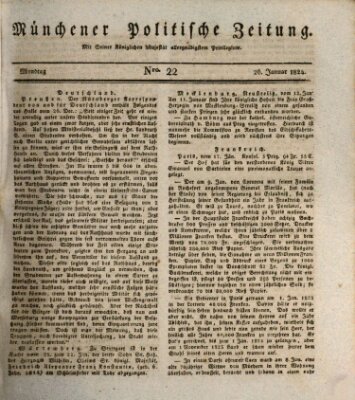 Münchener politische Zeitung (Süddeutsche Presse) Montag 26. Januar 1824