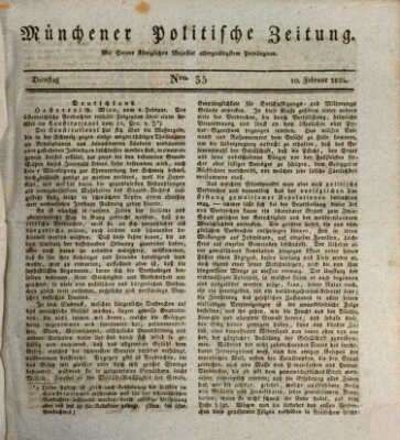 Münchener politische Zeitung (Süddeutsche Presse) Dienstag 10. Februar 1824
