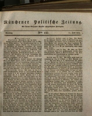 Münchener politische Zeitung (Süddeutsche Presse) Montag 21. Juni 1824