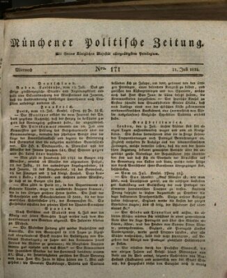 Münchener politische Zeitung (Süddeutsche Presse) Mittwoch 21. Juli 1824