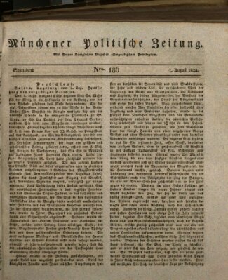 Münchener politische Zeitung (Süddeutsche Presse) Samstag 7. August 1824
