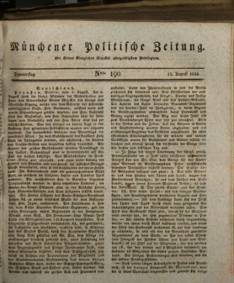Münchener politische Zeitung (Süddeutsche Presse) Donnerstag 12. August 1824