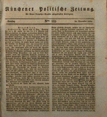 Münchener politische Zeitung (Süddeutsche Presse) Dienstag 30. November 1824