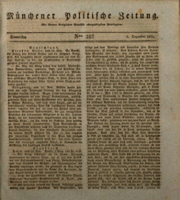 Münchener politische Zeitung (Süddeutsche Presse) Donnerstag 2. Dezember 1824