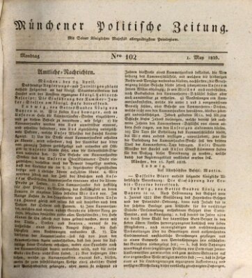 Münchener politische Zeitung (Süddeutsche Presse) Montag 1. Mai 1826