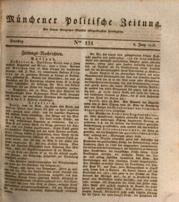 Münchener politische Zeitung (Süddeutsche Presse) Dienstag 6. Juni 1826